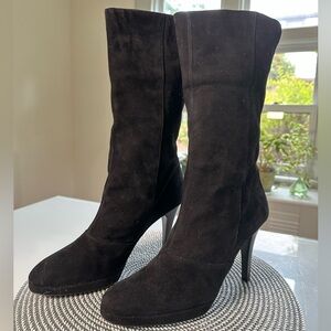 Claudia Ciuti Black Suede Heeled Boots size 9